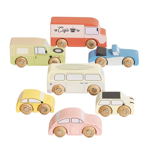 Le Toy Van - TV443 - Spielzeugfahrzeuge für Kinder ab 3 Jahren, umweltfreundliche FSC-Holzautos, Rollenspiel, 7-teiliges Set, Vintage-Fahrzeuge, Geschenk für Kinder von Le Toy Van