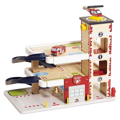 Le Toy Van - TV453 - Spielzeug-Feuerwache für Kinder, 3 Jahre, FSC-zertifiziertes Holz, inklusive 1 Feuerwehrauto, 1 Hubschrauber, Garage zum Öffnen, Aufzug, Notrufglocke Le Toy Van - TV453 - Spielzeug-Feuerwache für Kinder, 3 Jahre, FSC-zertifiziertes Holz, inklusive 1 Feuerwehrauto, 1 Hubschrauber, Garage zum Öffnen, Aufzug, Notrufglocke von Le Toy Van