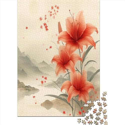 Blumes 1000 Stück Puzzles Für Erwachsene Teenager Stress Abbauen Familien-Puzzlespiel Mit Poster in 1000-teiliges Puzzle Kinder Lernspiel Spielzeug Geschenk Puzzel 1000pcs (75x50cm) von LeHuaiMa