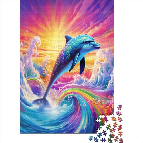 Delphin Puzzle 1000 Teile Puzzles Für Erwachsene Lernspiel Herausforderungsspielzeug 1000-teilige Puzzlespiel Für Erwachsene Kinder Puzzel 1000pcs (75x50cm) von LeHuaiMa
