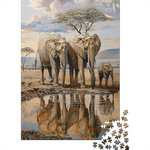 Elefant 1000 Stück Puzzles Für Erwachsene Teenager Stress Abbauen Familien-Puzzlespiel 1000-teiliges Puzzle Kinder Lernspiel Spielzeug Geschenk Puzzel 1000pcs (75x50cm) von LeHuaiMa