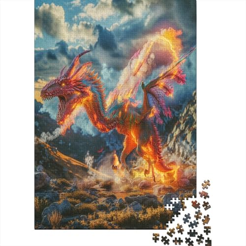Flamme Pterosaurierier.kgm 1000 Stück Puzzles Für Erwachsene Teenager Stress Abbauen Familien-Puzzlespiel Mit Poster in 1000-teiliges Puzzle Kinder Lernspiel Spielzeug Puzzel 1000pcs (75x50cm) von LeHuaiMa