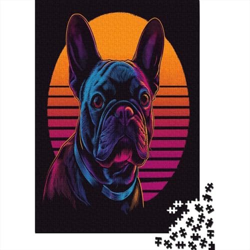 Französische BullHUNDge Puzzle 1000 Teile Puzzles Für Erwachsene Lernspiel Herausforderungsspielzeug 1000-teilige Puzzlespiel Für Erwachsene Kinder Puzzel 1000pcs (75x50cm) von LeHuaiMa