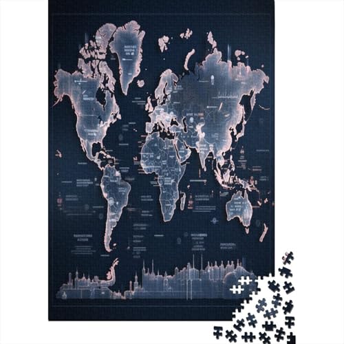 Karte Puzzle 1000 Teile Puzzles Für Erwachsene Lernspiel Herausforderungsspielzeug 1000-teilige Puzzlespiel Für Erwachsene Kinder Puzzel 1000pcs (75x50cm) von LeHuaiMa