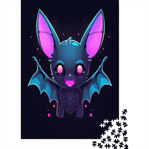 Pink Eyes Fledermaus Puzzle 1000 Teile Puzzles Für Erwachsene Lernspiel Herausforderungsspielzeug 1000-teilige Puzzlespiel Für Erwachsene Kinder Puzzel 1000pcs (75x50cm) von LeHuaiMa