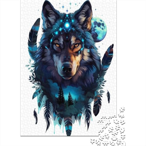 Wolf Puzzle 1000 Teile Puzzles Für Erwachsene Lernspiel Herausforderungsspielzeug 1000-teilige Puzzlespiel Für Erwachsene Kinder Puzzel 1000pcs (75x50cm) von LeHuaiMa