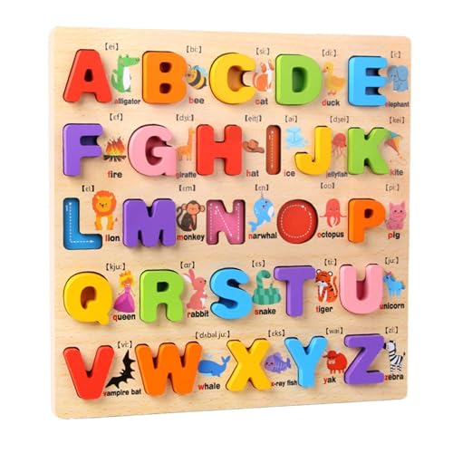Holz-Alphabet-Puzzle,Holz-Alphabet-Zahlenform-Puzzles - Holz-Alphabet-Zahlen-Spielzeug - Alphabet-Zahlen-Lernspielzeug, Holz-Montessori-Kleinkind-Puzzles für Kinder von LeKing