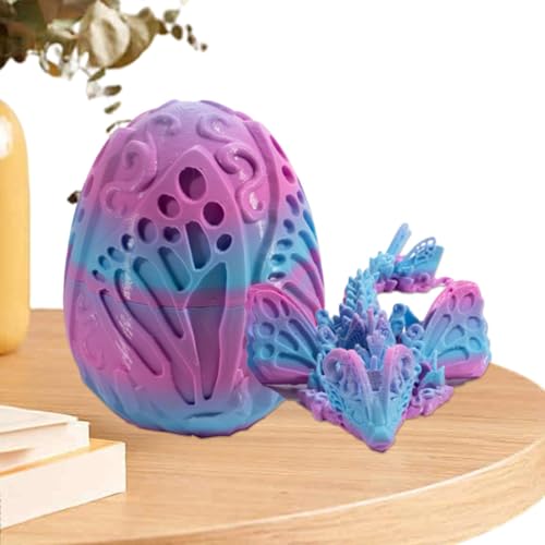 LeKing Drachenei mit Drache, 3D-Gedruckter Drache im Ei, kreativer 3D-Schmetterlingsdrache mit Ei, Flexible 3D-gedruckte bewegliche Ostereier, Drachenei-Zappelspielzeug für die Heimbüro-Dekoration von LeKing