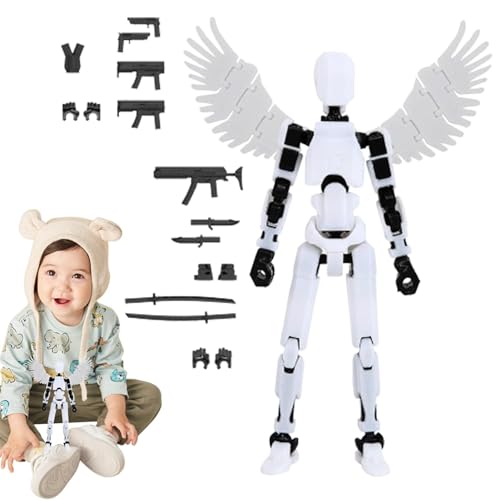 Titan 13 Actionfigur, 3D-gedruckte Luckys 13 Actionfigur, Körperaktivitätsroboter, Schreibtischroboterspielzeug, mehrgelenkiges bewegliches Spielzeug, T13 mehrgelenkige Actionfiguren mit Flügeln von LeKing