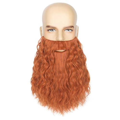 LeMarnia Männer lange Curly Zauberer Bart lustige künstliche Bart Halloween Party Kostüm Zubehör (Orange) von LeMarnia