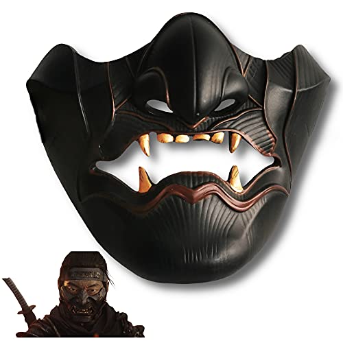 LePyCos Ghost of Tsushima Maske Jin Sakai Japanische Samurai-Krieger Cosplay Halloween Kostüm Maskerade Party Requisiten, schwarz von LePyCos