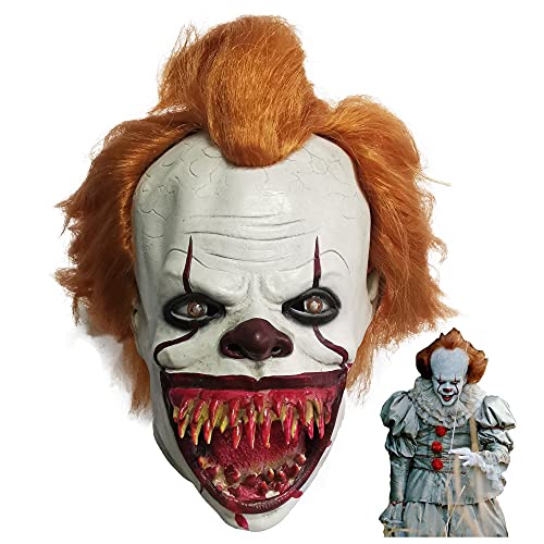 LePyCos Halloween Gruselige Clown Maske Latex Horror Killer Film LED Vollkopf Kostüm Party Maskerade Zubehör (ohne Licht), Weiß von LePyCos