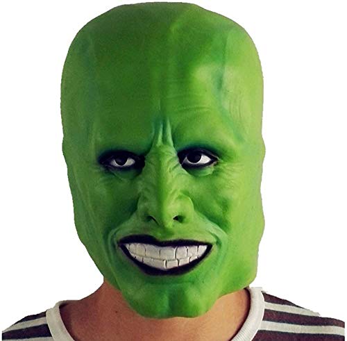 The Mask Jim Carrey Helm Latex Maske Cosplay Zubehör Halloween Deluxe Maskerade Kostüm Requisiten Schwarz von LePyCos