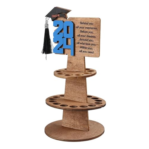 Langlebiger Geldhalter aus Holz zum Schulabschluss, für Kuchen, mehrlagiges Ornament, 2024, DIY-Organizer für Glückwunschkarten E von Leadrop