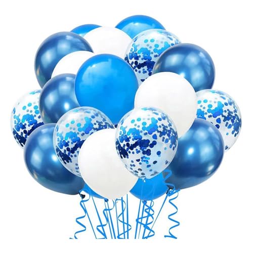 Pailletten-Luftballons, Latex-Luftballons, 1 Set, weiß, goldgelb, Latex-Ballon-Set, Geburtstag, Hochzeit, Brautparty, Pailletten-Band-Ballon, Party-Dekorationsset Blau Weiss von Leadrop