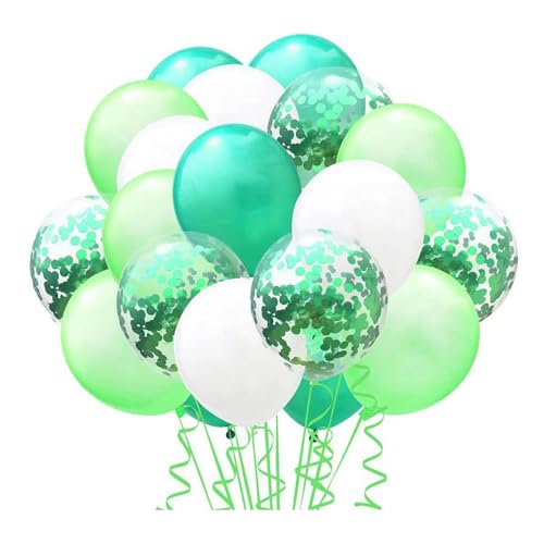 Pailletten-Luftballons, Latex-Luftballons, 1 Set, weiß, goldgelb, Latex-Ballon-Set, Geburtstag, Hochzeit, Brautparty, Pailletten-Band-Ballon, Party-Dekorationsset Grün Weiß von Leadrop
