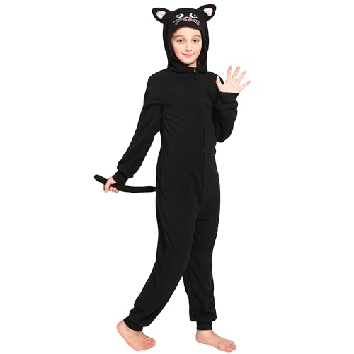 Leadtex - Schwarzes Katzenkostüm mit Reißverschluss für Kinder, Halloween, Cosplay, M6-8 von Leadtex