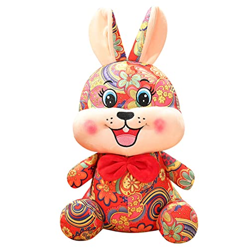 Leadthin Kaninchenplüschspielzeug farbenfrohe gedruckte Bunny Plushies Festival Dekoration Schöne gefüllte 2023 Jahre Rabbit Plüsch Anhänger Neujahr kreative Geschenke von Leadthin