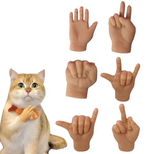 Winzige Hände für Katzen, Miniatur-Hände, realistisches Design, lustige Mini-Hände für Finger, Geschenke, Streichknebel, Partygeschenke, 6 Stück von Leadthin