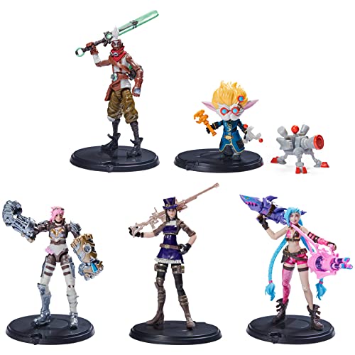 League of Legends - 10cm Actionfiguren 5er Pack (Vi, Caitlyn, Ekko, Heimerdinger und exklusiver Jinx) jeweils mit Accessoires und Ausstellungssockel von League of Legends