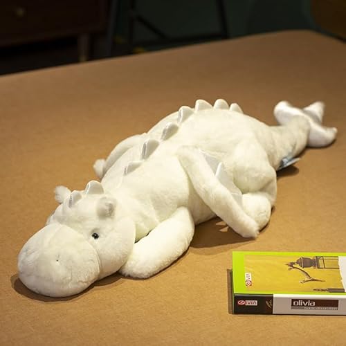 Leahaoe Riesiger Drache Stofftier, weicher Drache Plüschtier, 130.0 cm weißer Stoffdrache für Kinder und Erwachsene von Leahaoe