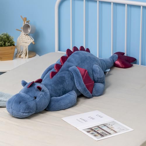 Leahaoe Weighted Stuffed Animal, 65CM Weicher Drachen Spielzeug, 0.9KG Therapeutisches Sensory Toy für Kinder & Erwachsene–Blau/Grün/Rosa/Weiß(65CM*24CM*12CM) von Leahaoe