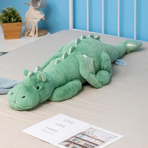 Leahaoe Weighted Stuffed Animal, 90CM Weicher Drachen Spielzeug, 2.3KG Therapeutisches Sensory Grün Toy für Kinder & Erwachsene – Blau/Grün/Rosa/Weiß von Leahaoe
