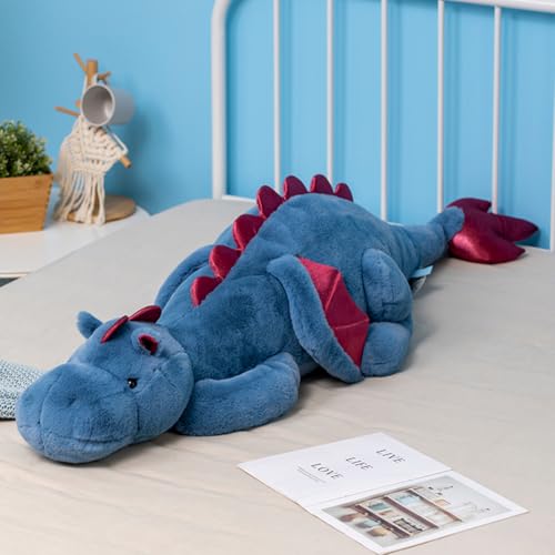 Leahaoe Weighted Stuffed Animal, 90CM Weicher Drachen Spielzeug, 2.3KG Therapeutisches Sensory Toy für Kinder & Erwachsene – Blau/Grün/Rosa/Weiß von Leahaoe