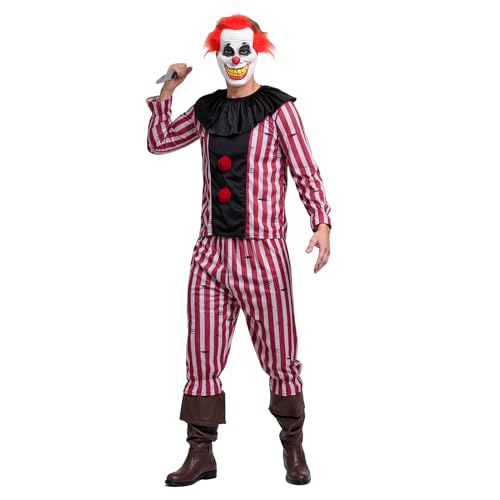 Leajap Halloween-Kostüm für Erwachsene, Killer-Clown-Kostüm, gruseliges Horrorfilm-Outfit, Terrifier Cosplay-Kostüm, schwarz / rot, L von Leajap