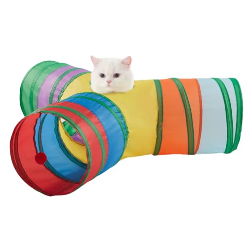 LeamStyle Home Katzentunnel für Indoor-Katzen 3-Wege-Spielspielzeug Kitty Tunnel Peek Hole Spielzeug mit Ball für Katzenrohr Spaß für Kaninchen Kätzchen und Hunde LeamStyle Home Katzentunnel für Indoor-Katzen 3-Wege-Spielspielzeug Kitty Tunnel Peek Hole Spielzeug mit Ball für Katzenrohr Spaß für Kaninchen Kätzchen und Hunde von LeamStyle Home