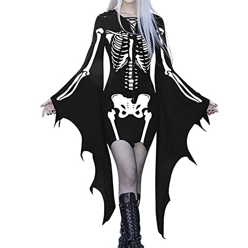 Damen Halloween Kleid Damen Trompetenärmel Retro Schwarz Steampunk Kleid Vintage Curvy Kurz Mittelalter Kostüm Halloween Abendkleid Elegant Renaissance Kleidung, 01 Schwarz, M Damen Halloween Kleid Damen Trompetenärmel Retro Schwarz Steampunk Kleid Vintage Curvy Kurz Mittelalter Kostüm Halloween Abendkleid Elegant Renaissance Kleidung, 01 Schwarz, M von Leaomuny