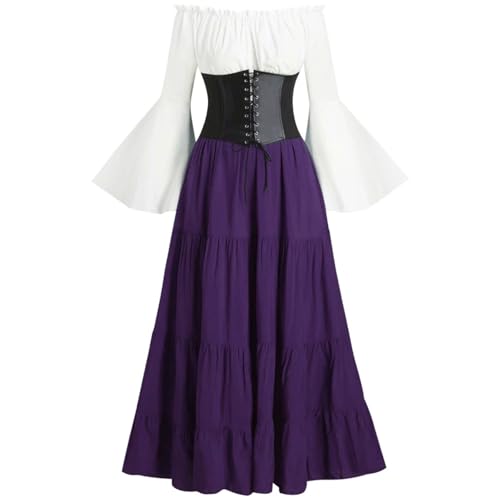 Leaomuny Damen Retro Mittelalter Palast Viktorianischer Stil Maxikleid Prinzessin Kleid Lange Elegante Vintage Renaissance Cocktailkleid Karneval Halloween Party Leaomuny Damen Retro Mittelalter Palast Viktorianischer Stil Maxikleid Prinzessin Kleid Lange Elegante Vintage Renaissance Cocktailkleid Karneval Halloween Party von Leaomuny
