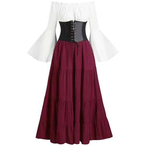 Leaomuny Damen Retro Mittelalter Palast Viktorianischer Stil Maxikleid Prinzessin Kleid Lange Elegante Vintage Renaissance Cocktailkleid Karneval Halloween Party Leaomuny Damen Retro Mittelalter Palast Viktorianischer Stil Maxikleid Prinzessin Kleid Lange Elegante Vintage Renaissance Cocktailkleid Karneval Halloween Party von Leaomuny