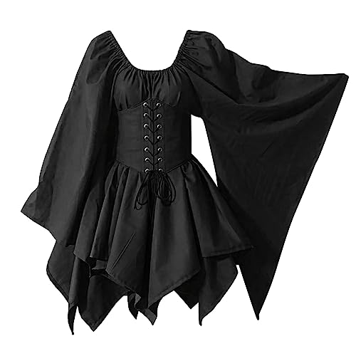 Leaomuny Halloween-Kostüm für Damen, traditionelles irisches Kleid, viktorianischer Stil, mit Korsett und ausgestellten Ärmeln, geeignet als Mittelalterliches Renaissance-Kostüm für Halloween Leaomuny Halloween-Kostüm für Damen, traditionelles irisches Kleid, viktorianischer Stil, mit Korsett und ausgestellten Ärmeln, geeignet als Mittelalterliches Renaissance-Kostüm für Halloween von Leaomuny