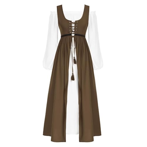 Mittelalterliches Kleid für Damen mit Trompetenärmeln, irischer Stil, Maxikleid, Gothic-Kleid, langes Gothic-Kleid, Slim Fit, Vintage-Tanzkleider für Karneval, Halloween, Partys und als Mittelalterliches Kleid für Damen mit Trompetenärmeln, irischer Stil, Maxikleid, Gothic-Kleid, langes Gothic-Kleid, Slim Fit, Vintage-Tanzkleider für Karneval, Halloween, Partys und als von Leaomuny