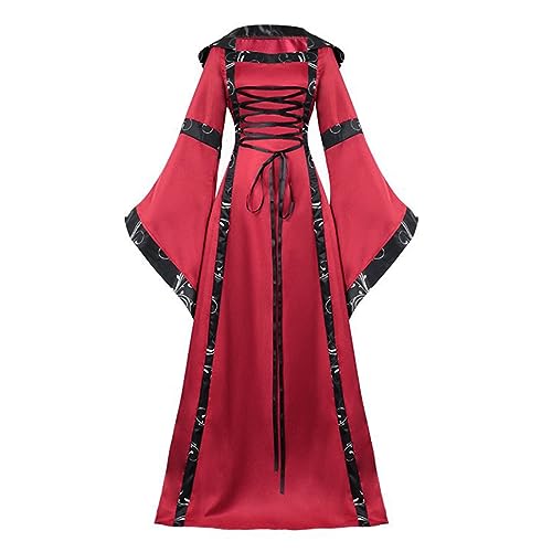 Mittelalterliches Königin-Kostüm viktorianische Damen Trompetenärmel im viktorianischen Stil Maxikleid Prinzessinnenkleid Gothic Palaststil Elegante Abendkleid Kurvige Bauernkleidung Karneval Mittelalterliches Königin-Kostüm viktorianische Damen Trompetenärmel im viktorianischen Stil Maxikleid Prinzessinnenkleid Gothic Palaststil Elegante Abendkleid Kurvige Bauernkleidung Karneval von Leaomuny