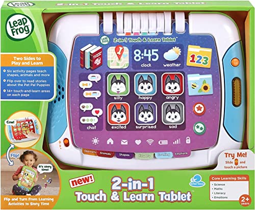 LeapFrog 2-in-1 Touch & Learn Tablet, Kids Two-Sided Tablet, Electronic Toy with Stories and Activities, Educational Play for Children Aged 2 Years +,Multicolor,22.1 x 28.5 x 33.5 cm von LeapFrog