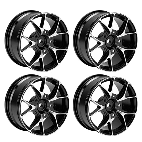 Leapiture Stück 52 mm ferngesteuertes Driftrad, Aluminiumlegierungsräder, RC-Car-Felgenzubehör für 1/10 Sportwagen-Flachauto-Straßen- und Auto-Drift-Modell-Reiseräder-Spielzeug (schwarz) von Leapiture