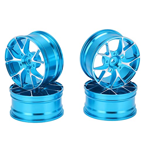 Leapiture Stück 52 mm ferngesteuertes Driftrad, Aluminiumlegierungsräder, RC-Car-Felgenzubehör für 1/10 Sportwagen-Flachauto-Straßen- und Auto-Drift-Modell-Reiseräder-Spielzeug (blau) von Leapiture