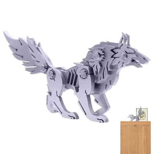 3D-Metallpuzzles – 3D-Metallpuzzle für Erwachsene, mechanischer Modellbausatz „Wolf King Black“, 3D-Stahlpuzzles, Edelstahlornamente für Erwachsene, Heimdekoration, Kunsthandwerk, Geschenkspielzeug. von LearnLyrics