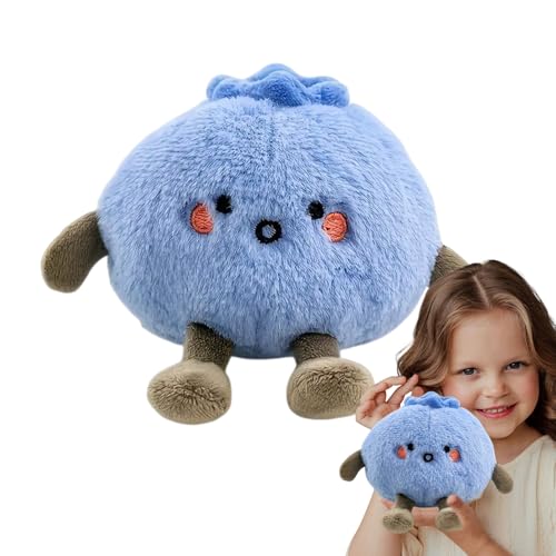 Blueberge aus weichem Plüsch – gefüllt mit Cartoon-Plüschtier, kleines Spielzeug | niedlicher flauschiger Begleiter von 4 Zoll für Erwachsene und Erwachsene mit einem lustigen Design mit rotem Gesicht von LearnLyrics