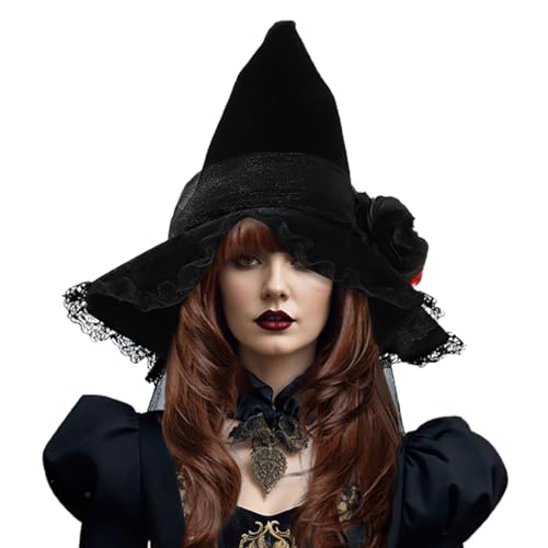 Halloween Frauen Hexenhut,Großer geraffter Hexenhut - Zauberer Cosplay Halloween Party Kostüm - Halloween Hexenhut Hexenhut Goth Queen Mesh Künstliche Blume Kleid Zubehör Requisiten Hexenhut Halloween Frauen Hexenhut,Großer geraffter Hexenhut - Zauberer Cosplay Halloween Party Kostüm - Halloween Hexenhut Hexenhut Goth Queen Mesh Künstliche Blume Kleid Zubehör Requisiten Hexenhut von LearnLyrics