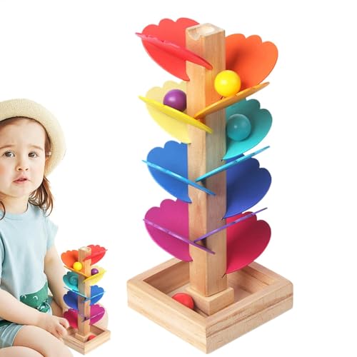 Hölzerner Musikbaum Regenbogen Singender Baum Spielzeug Mit Marmor Ball Run Track Spiel Ball Drop Spiele Rolle Wirbelnde Turm Rampe Spiele Spiele Neugeborenen, Pädagogisches Farberkennungs-Puzzle von LearnLyrics