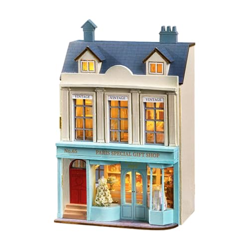Leaenlyrics Miniature House Kit- Led Furniture Miniature House Kit, Warm Manor Gift Shop Dessert Shop Romantic Castle Miniature Dolls House Kit | Open Design Miniature House Gift Display von LearnLyrics