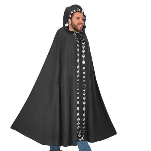 LearnLyrics Halloween Umhang mit Kapuze, Halloween Capes für Erwachsene Halloween Umhang mit Spitze | Vampir Kostüm Zubehör für Erwachsene, Halloween Vampir Kapuzenumhang für von LearnLyrics