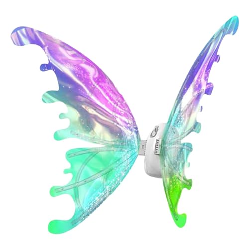 LearnLyrics Leuchtende Flügel, leuchtendes Feenflügel-Kostüm aus PET-Material, blinkende LED-Kostümflügel, bunte Design-Schmetterlingsflügel, farbenfrohe Design-Kostüm-Requisiten für Kindergeburtstags von LearnLyrics
