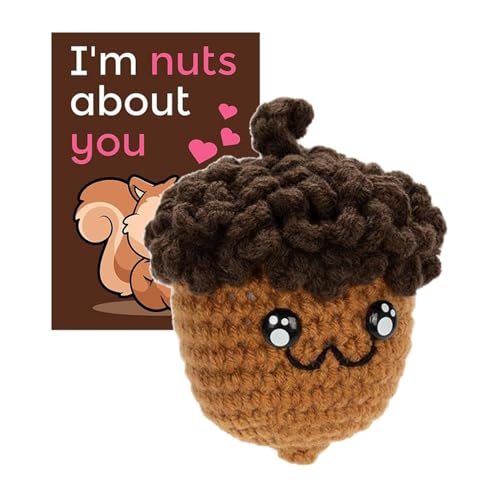 LearnLyrics Lustige Häkel -Eichelpuppen, lustige emotionale Unterstützung Eicheln,Machen Sie emotionale Unterstützung Spielzeugdekor - Weiche Wolle handgefertigte gestrickte Puppe mit warme Karte für von LearnLyrics