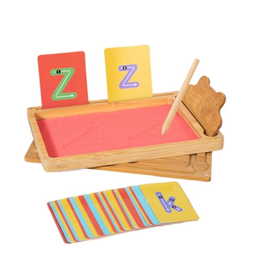 LearnLyrics Sandbriefverfolgungschale, Holzsandspielschale, Kinder frühpädagogische Lernhilfen Buchstaben und Zahlen kognitive Beschreibung Malerei Sand Charakter Zeichenbrett pädagogisches Spielzeug von LearnLyrics