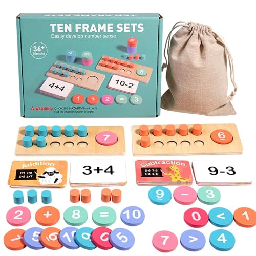 LearnLyrics zehn Frame - Zehn Rahmen Klassenzimmerset, Kindernummer Zählblöcke | Zahlenzählungsmathematikspiel, Kindergarten Elementary 1. 2. Klasse Zählung Math Game Lernspielzeug für Kid von LearnLyrics