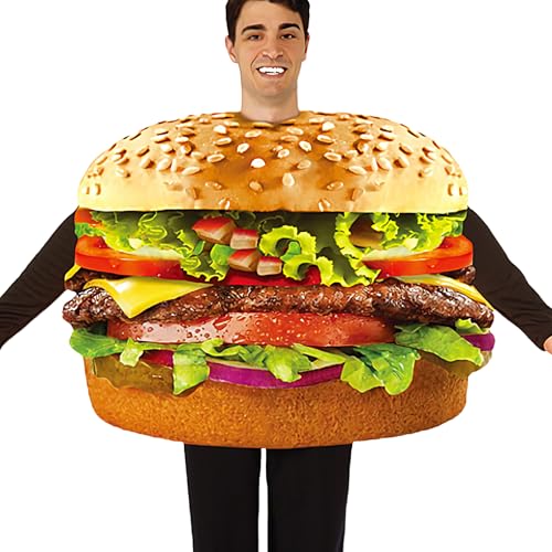 Lustiges Essen-Cosplay-Outfit – Halloween- , Hamburger-Kostüm, kreatives Thema | Leichtes Performance-Kostüm, kühne Neuheit Partykleidung mit einem Stil von aj von LearnLyrics